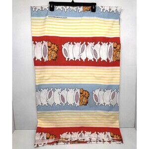 Vintage 1978 Garfield Twin Flat Sheet Striped Fluffy Pillows United Features Syn